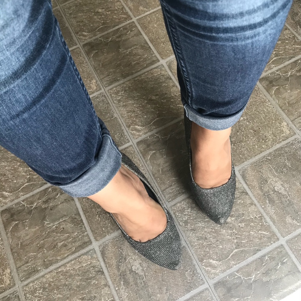 Black/Gray glittery heels